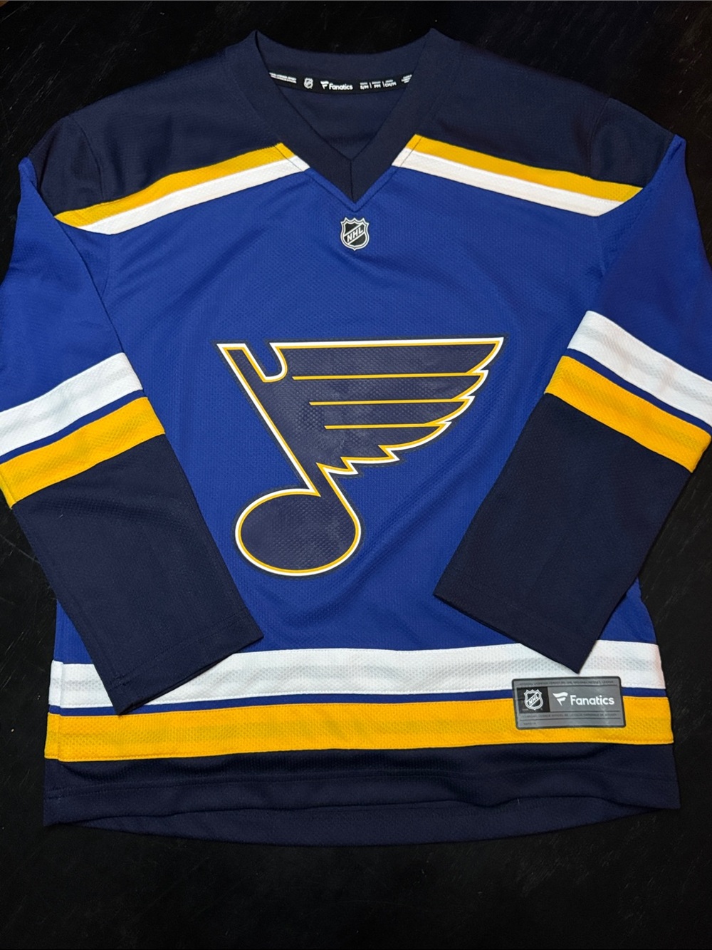 Fanatics St. Louis Blues Youth Blue and Navy Hockey Jersey with Yellow Accents